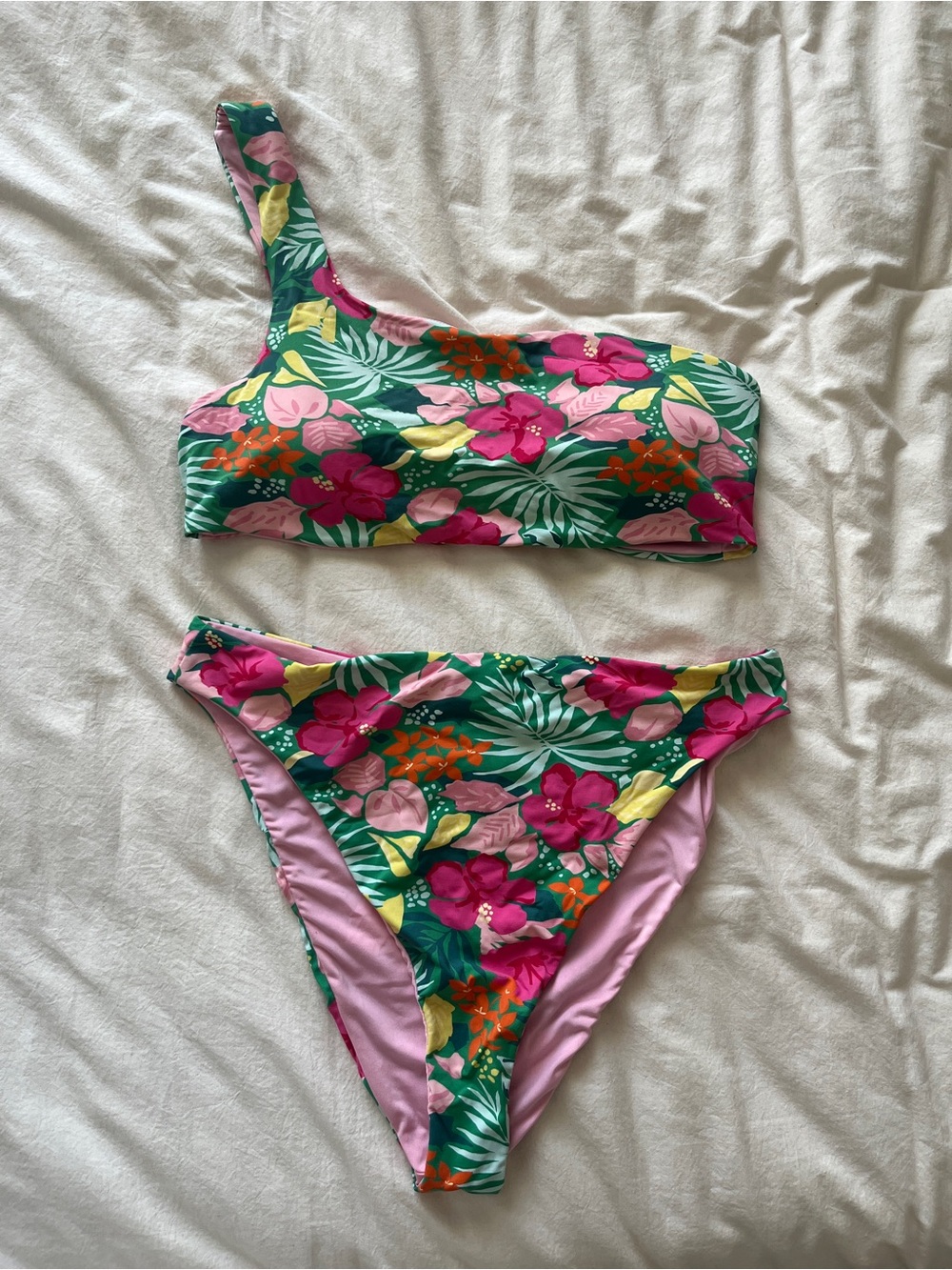 Dippin' Daisy's Tropical Floral One-Shoulder Bikini